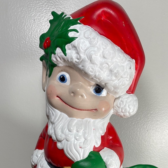 Vintage 70's Atlantic Mold Ceramic Santa Boy Big Eyes Santa Elf 11" - Picture 8 of 15